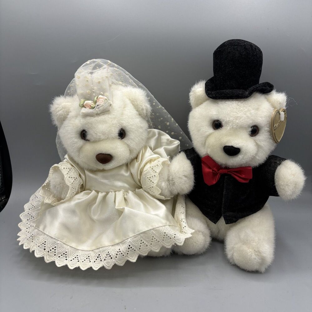 2000 Santa Bear Marriage Vintage Mr & Mrs Bride Groom Original Tags Wedding